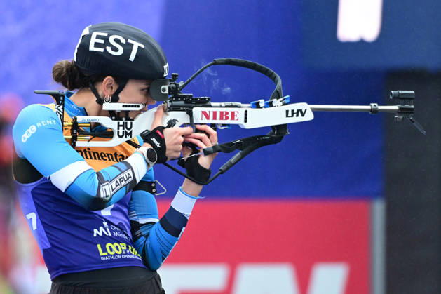 BIATHLON - KUELM Susan EST bei der Qualifikation Super Sprint der Damen Herren während des Loop One Biathlon Opening Festival im Olypiapark München am 18.10.2026, Deutschland, Bayern München Hans-Jochen-Vogel-Platz Olypiapark Bayern Deutschland
