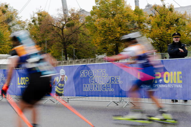 18.10.2026, GER, Biathlon, Frauen, IBU Biathlon Loop One Festival 2026, Saison 2026 2027, Super Sprint Qualifikation Damen Heat 1-4 Loop One Festival Logo München Olympiapark Bayern Deutschland Copyright: xNordphoto Vux