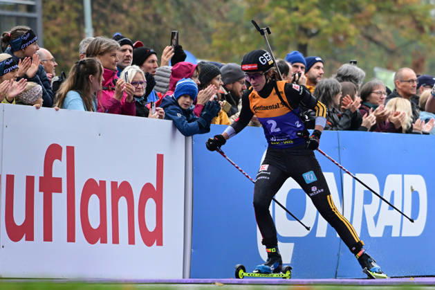 BIATHLON - VOIGT Vanessa (GER) bei der Qualifikation Super Sprint der Damen Herren während des Loop One Biathlon Opening Festival im Olypiapark München am 18.10.2026, Deutschland, Bayern München Hans-Jochen-Vogel-Platz Olypiapark Bayern Deutschland