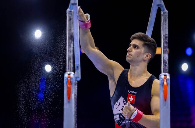 ROTTERDAM - Mattia Piffaretti (SUI) in action during the qualifications at the World Gymnastics Championships in Rotterdam Ahoy. IRIS VAN DEN BROEK ANP xVIxANPxSportx xxANPxIVx 572836967 originalFilename: 572836967.jpg