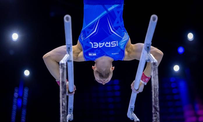ROTTERDAM - The Israeli gymnasts in action during the qualifications at the World Gymnastics Championships in Rotterdam Ahoy. IRIS VAN DEN BROEK ANP xVIxANPxSportx xxANPxIVx 572837517 originalFilename: 572837517.jpg