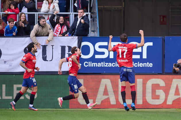 October 18, 2026, Pamplona, Navarra, SPAIN: Ante Budimir of CA Osasuna celebrates after scoring the team s first goal during the LaLiga EA Sports match between CA Osasuna and Real Racing Club de Santander at El Sadar on October 18, 2026, in Pamplona, Spain. CA Osasuna V Racing De Santander - LaLiga EA Sports  - ZUMAa181 20261018_zaa_a181_102 Copyright: xRicardoxLarreinax