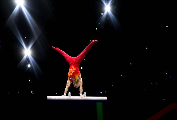 Netherlands Artistic Gymnastics World Championships Qualifiers 9267393 18.10.2026 China s Yang Haonan competes on the pommel horse during the men s qualification of the 2026 World Artistic Gymnastics Championships in Rotterdam, the Netherlands. Alexey Filippov Sputnik Rotterdam Netherlands  Copyright: xAlexeyxFilippovx