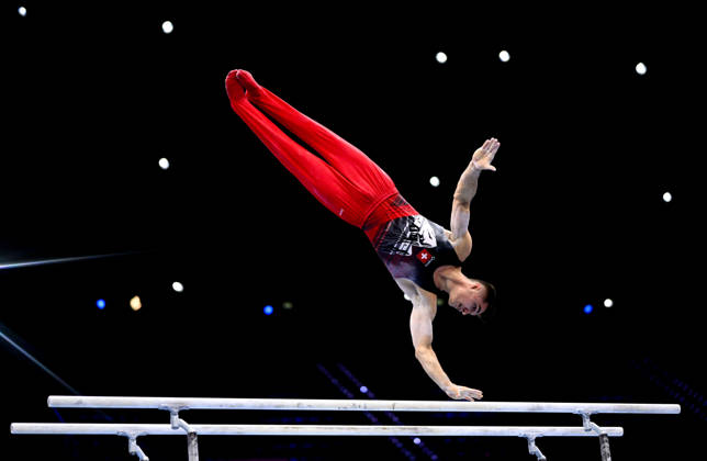 Netherlands Artistic Gymnastics World Championships Qualifiers 9267404 18.10.2026 Switzerland s Florian Langenegger competes on the parallel bars during the men s qualification of the 2026 World Artistic Gymnastics Championships in Rotterdam, the Netherlands. Alexey Filippov Sputnik Rotterdam Netherlands  Copyright: xAlexeyxFilippovx