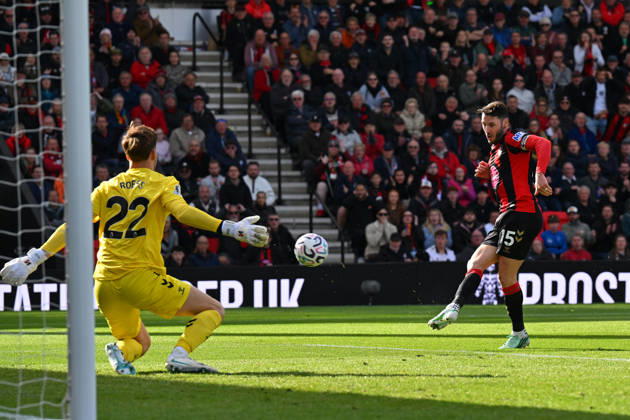 Bournemouth v Sunderland, Premier League Adam Smith (15) of AFC Bournemouth shoots at goal and misses the target during the Premier League match between Bournemouth and Sunderland at the Vitality Stadium, Bournemouth, UK on 18 October 2026. Bournemouth Vitality Stadium Dorset UK Editorial use only DataCo restrictions apply See www.football-dataco.com , Copyright: xGrahamxHuntx PSI-25032-0073