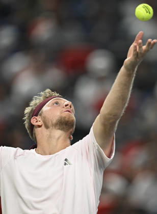 (261018) -- SHANGHAI, Oct. 18, 2026 -- Alejandro Davidovich Fokina of Spain serves during the men s singles final match against Rafael Jodar of Spain at the 2026 ATP, Tennis Herren tour Shanghai Masters tennis tournament in Shanghai, China, Oct. 18, 2026. ) (SP)CHINA-SHANGHAI-TENNIS-SHANGHAI MASTERS-MEN S SINGLES (CN) ChenxHaoming 