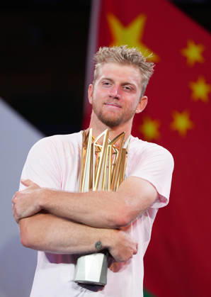 (261018) -- SHANGHAI, Oct. 18, 2026 -- Alejandro Davidovich Fokina of Spain reacts on the podium after the men s singles final match at the 2026 ATP, Tennis Herren tour Shanghai Masters tennis tournament in Shanghai, China, Oct. 18, 2026. ) (SP)CHINA-SHANGHAI-TENNIS-SHANGHAI MASTERS-MEN S SINGLES (CN) DingxTing