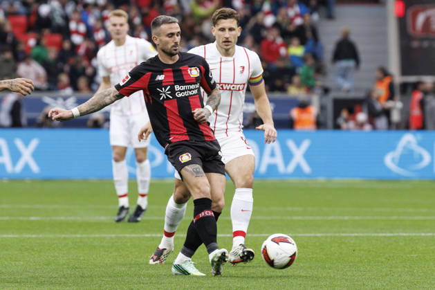 LEVERKUSEN, GERMANY - OCTOBER 18, 2026: Facundo Medina (Bayer 04 Leverkusen, 2) during the German Bundesliga match on gameday 6 between Bayer 04 Leverkusen vs. SC Freiburg at BayArena on October 18, 2026 in Leverkusen, Germany. DFL REGULATIONS PROHIBIT ANY USE OF PHOTOGRAPHS AS IMAGE SEQUENCES AND OR QUASI-VIDEO. Northrhine-Westphalia Germany Copyright: xAxelxKohringx