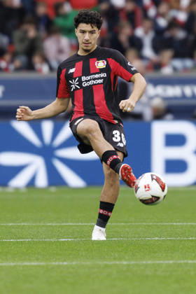 LEVERKUSEN, GERMANY - OCTOBER 18, 2026: Ibrahim Maza (Bayer 04 Leverkusen, 30) during the German Bundesliga match on gameday 6 between Bayer 04 Leverkusen vs. SC Freiburg at BayArena on October 18, 2026 in Leverkusen, Germany. DFL REGULATIONS PROHIBIT ANY USE OF PHOTOGRAPHS AS IMAGE SEQUENCES AND OR QUASI-VIDEO. Northrhine-Westphalia Germany Copyright: xAxelxKohringx