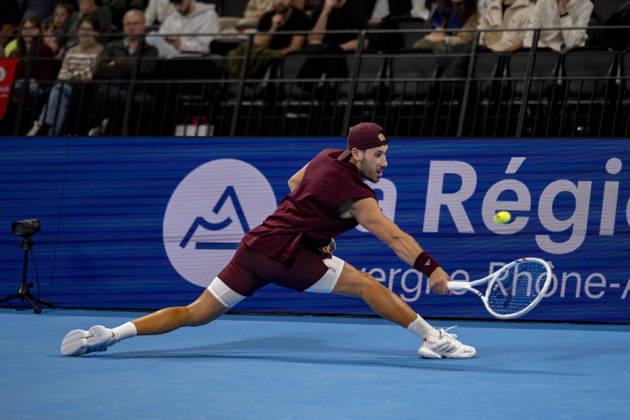 TENNIS : ATP, Tennis Herren 250 - Grand Tennis AURA - Decines (France) 18 10 2026 Kyrian JACQUET (FRA) vs Sascha GUEYMARD WAYENBURG (FRA) during the qualifying tournament of the Auvergne Rhône-Alpes Grand Prix at the LDLC Arena in Décines on October 18, 2026. Photo Sandrine Thesillat PsNewZ Copyright: xSandrinexTHESILLATx