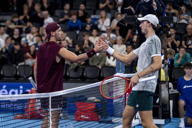 TENNIS : ATP, Tennis Herren 250 - Grand Tennis AURA - Decines (France) 18 10 2026 Kyrian JACQUET (FRA) vs Sascha GUEYMARD WAYENBURG (FRA) during the qualifying tournament of the Auvergne Rhône-Alpes Grand Prix at the LDLC Arena in Décines on October 18, 2026. Photo Sandrine Thesillat PsNewZ  Copyright: xSandrinexTHESILLATx
