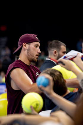 TENNIS : ATP, Tennis Herren 250 - Grand Tennis AURA - Decines (France) 18 10 2026 Kyrian JACQUET (FRA) vs Sascha GUEYMARD WAYENBURG (FRA) during the qualifying tournament of the Auvergne Rhône-Alpes Grand Prix at the LDLC Arena in Décines on October 18, 2026. Photo Sandrine Thesillat PsNewZ Copyright: xSandrinexTHESILLATx