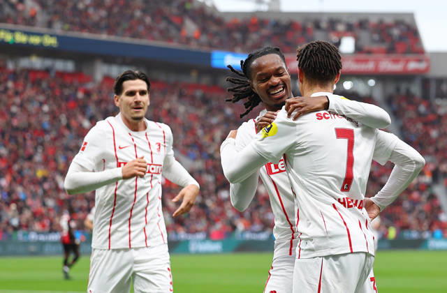 October 18, 2026, Leverkusen, North Rhine-Westphalia, Germany: Scherhant Derry of Freiburg celebrates after scoring 0-1 during the german Bundesliga 2026 - 2027 football match between Bayer 04 Leverkusen and SC Freiburg at BayArena Stadium in Leverkusen , North Rhine-Westphalia , Germany . October 18th , 2026 Leverkusen Germany - ZUMAe140 20261018_zip_e140_035 Copyright: xDavidexEliasx