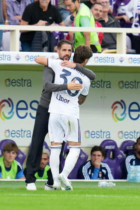 ACF Fiorentina v Como 1907 - Serie A Enilive Mattia Liberali of Como 1907 celebrates with Cesc Fabregas after scoring first goal during the Serie A Enilive match between ACF Fiorentina and Como 1907 at Artemio Franchi Stadium on October 18, 2026 in Florence, Italy. Florence Artemio Franchi Stadium Tuscany Italy Copyright: xGiuseppexMaffiax 261018_SerieA_Fiorentina-Como_GM_08280