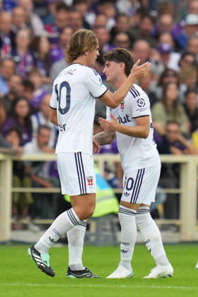 ACF Fiorentina v Como 1907 - Serie A Enilive Mattia Liberali of Como 1907 celebrates with Nico Paz after scoring first goal during the Serie A Enilive match between ACF Fiorentina and Como 1907 at Artemio Franchi Stadium on October 18, 2026 in Florence, Italy. Florence Artemio Franchi Stadium Tuscany Italy Copyright: xGiuseppexMaffiax 261018_SerieA_Fiorentina-Como_GM_08350