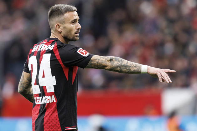 LEVERKUSEN, GERMANY - OCTOBER 18, 2026: Aleix Garcia (Bayer 04 Leverkusen, 24) gestures during the German Bundesliga match on gameday 6 between Bayer 04 Leverkusen vs. SC Freiburg at BayArena on October 18, 2026 in Leverkusen, Germany. DFL REGULATIONS PROHIBIT ANY USE OF PHOTOGRAPHS AS IMAGE SEQUENCES AND OR QUASI-VIDEO. Northrhine-Westphalia Germany Copyright: xAxelxKohringx