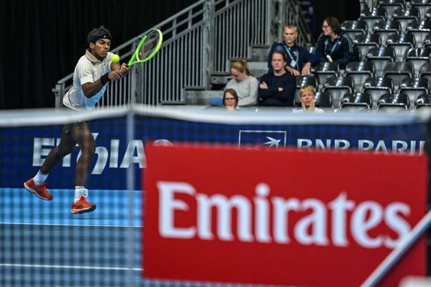 Nishesh Basavareddy of the United States pictured in action during the European Open ATP, Tennis Herren tennis tournament in Brussels, on Saturday 18 October. This year s edition of the tournament is taking place from 17 to 25 October DAVIDxPINTENS x190207768x