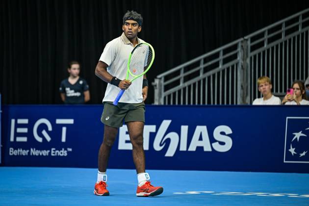 Nishesh Basavareddy of the United States pictured during the European Open ATP, Tennis Herren tennis tournament in Brussels, on Saturday 18 October. This year s edition of the tournament is taking place from 17 to 25 October DAVIDxPINTENS x190208096x