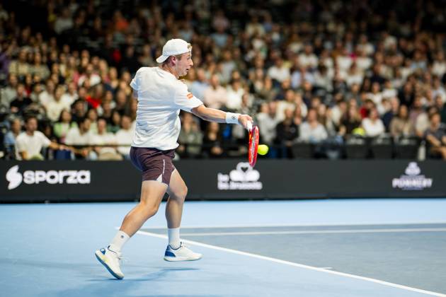 Gauthier Onclin of Belgium pictured in action during the European Open ATP, Tennis Herren tennis tournament in Brussels, on Sunday 18 October. This year s edition of the tournament is taking place from 17 to 25 October JASPERxJACOBS x190208610x