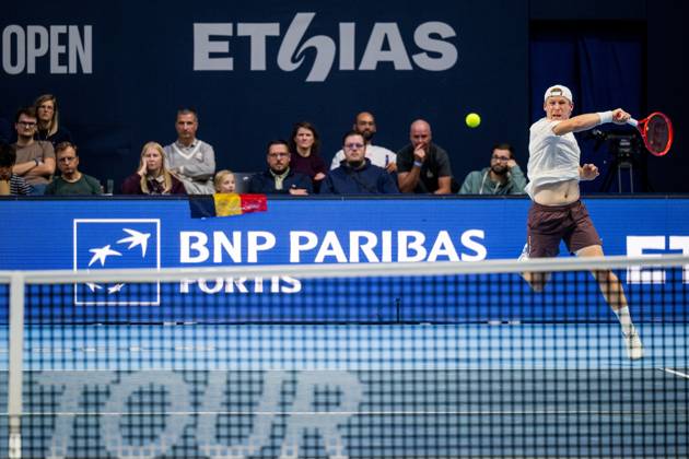 Gauthier Onclin of Belgium pictured in action during the European Open ATP, Tennis Herren tennis tournament in Brussels, on Sunday 18 October. This year s edition of the tournament is taking place from 17 to 25 October JASPERxJACOBS  x190208669x