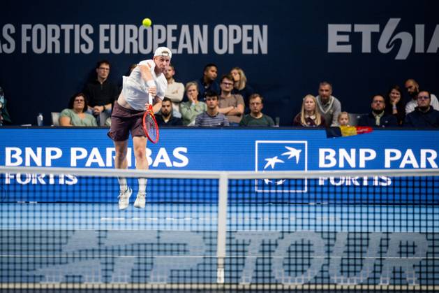 Gauthier Onclin of Belgium pictured in action during the European Open ATP, Tennis Herren tennis tournament in Brussels, on Sunday 18 October. This year s edition of the tournament is taking place from 17 to 25 October JASPERxJACOBS x190208853x