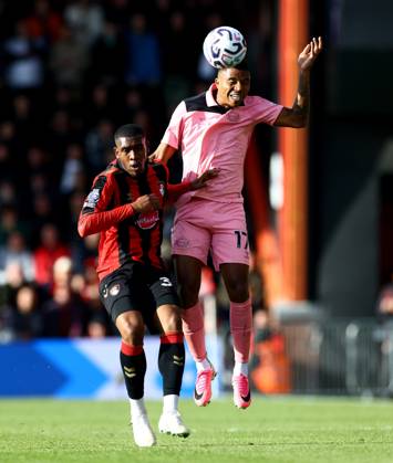 Rayan of AFC Bournemouth and Reinildo Mandava of Sunderland. Bournemouth v Sunderland, Premier League, Football, Vitality Stadium, Bournemouth, UK - 18 Oct 2026Bournemouth Vitality Stadium United Kingdom EDITORIAL USE ONLY No use with unauthorised audio, video, data, fixture lists, club league logos or live services. Online in-match use limited to 120 images, no video emulation. No use in betting, games or single club league player publications. Copyright: xJamesxMarsh Shutterstockx 17222646aq