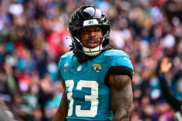Jacksonville Jaguars v Houston Texans, International Series Bhayshul Tuten (33) of Jacksonville Jaguars during the International Series match between Jacksonville Jaguars and Houston Texans at Wembley Stadium, London, UK on 18 October 2026. Editorial use only , Copyright: xDennisxGoodwinx PSI-25022-0092