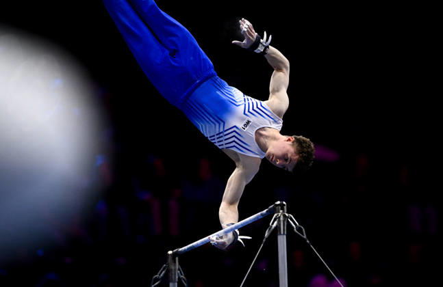 Netherlands Artistic Gymnastics World Championships Qualifiers 9267524 18.10.2026 Belarus Danila Hryharchuk competes on the horizontal bar during the men s qualification of the 2026 World Artistic Gymnastics Championships in Rotterdam, the Netherlands. Alexey Filippov Sputnik Rotterdam Netherlands  Copyright: xAlexeyxFilippovx