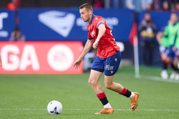 October 18, 2026, Pamplona, Navarra, SPAIN: Jonathan Dubasin of CA Osasuna in action during the LaLiga EA Sports match between CA Osasuna and Real Racing Club de Santander at El Sadar on October 18, 2026, in Pamplona, Spain. Pamplona SPAIN - ZUMAa181 20261018_zaa_a181_135 Copyright: xRicardoxLarreinax