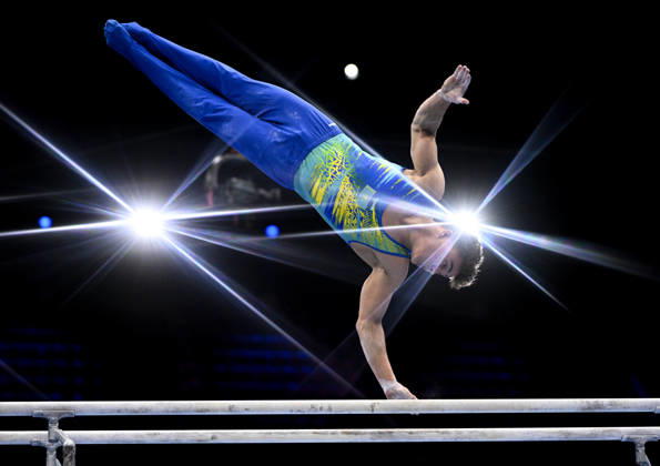 Netherlands Artistic Gymnastics World Championships Qualifiers 9267534 18.10.2026 Kazakhstan s Nurtan Idrissov competes on the parallel bars during the men s qualification of the 2026 World Artistic Gymnastics Championships in Rotterdam, the Netherlands. Alexey Filippov Sputnik Rotterdam Netherlands  Copyright: xAlexeyxFilippovx