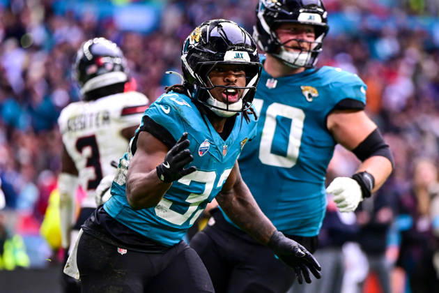 Jacksonville Jaguars v Houston Texans, International Series Bhayshul Tuten (33) of Jacksonville Jaguars during the International Series match between Jacksonville Jaguars and Houston Texans at Wembley Stadium, London, UK on 18 October 2026. Editorial use only , Copyright: xDennisxGoodwinx PSI-25022-0095