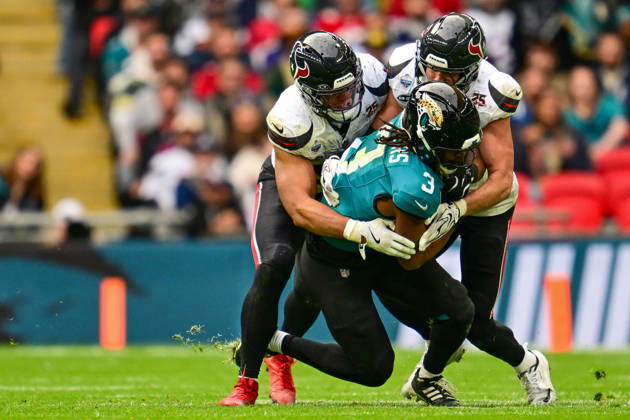 Jacksonville Jaguars v Houston Texans, International Series Jakobi Meyers (3) of Jacksonville Jaguars runs with the ball during the International Series match between Jacksonville Jaguars and Houston Texans at Wembley Stadium, London, UK on 18 October 2026. Editorial use only , Copyright: xDennisxGoodwinx PSI-25022-0111