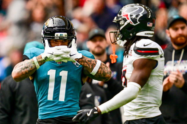 Jacksonville Jaguars v Houston Texans, International Series Parker Washington (11) of Jacksonville Jaguars during the International Series match between Jacksonville Jaguars and Houston Texans at Wembley Stadium, London, UK on 18 October 2026. Editorial use only , Copyright: xDennisxGoodwinx PSI-25022-0112