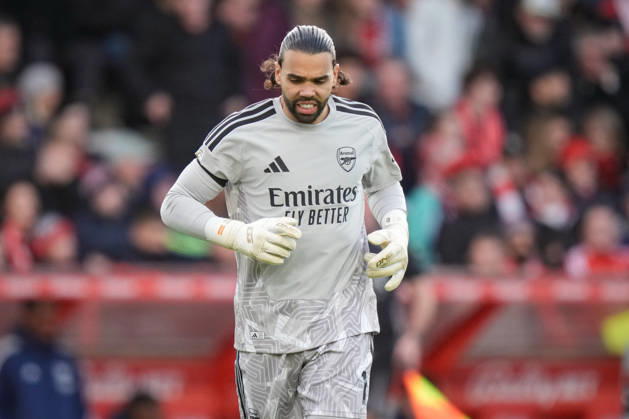 Premier League: Nottingham Forest v Arsenal Arsenal goalkeeper David Raya in action during the Premier League match Nottingham Forest vs Arsenal at City Ground, Nottingham, United Kingdom on 18 October 2026 (Photo by Maynard Manyowa News Images) Nottingham City Ground Nottinghamshire United Kingdom Copyright: xMaynardxManyowa NewsxImagesx