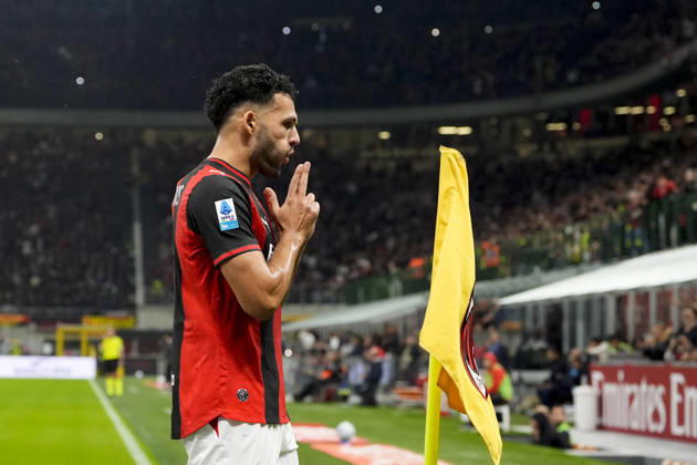 AC Milan s Gonçalo Ramos celebrates after scoring 1-0 during the Serie A soccer match between AC Milan and Atalanta BC at the Giuseppe Meazza Stadium in Milan, Italy - October 18, 2026. - Soccer  Copyright: xFabioxFerrari LaPressex