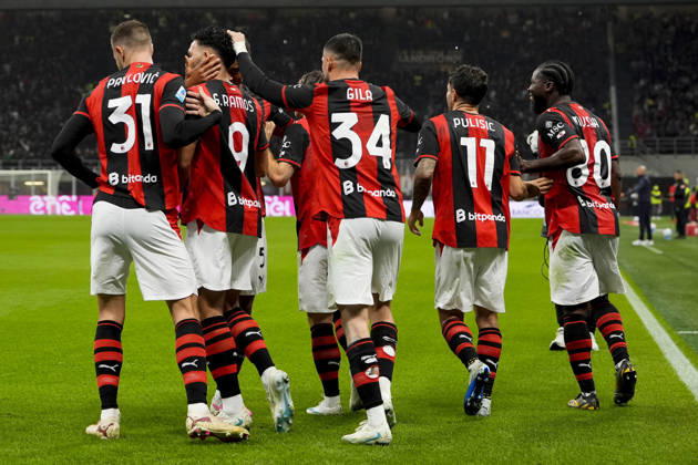 AC Milan s Gonçalo Ramos celebrates after scoring 1-0 during the Serie A soccer match between AC Milan and Atalanta BC at the Giuseppe Meazza Stadium in Milan, Italy - October 18, 2026. - Soccer  Copyright: xFabioxFerrari LaPressex