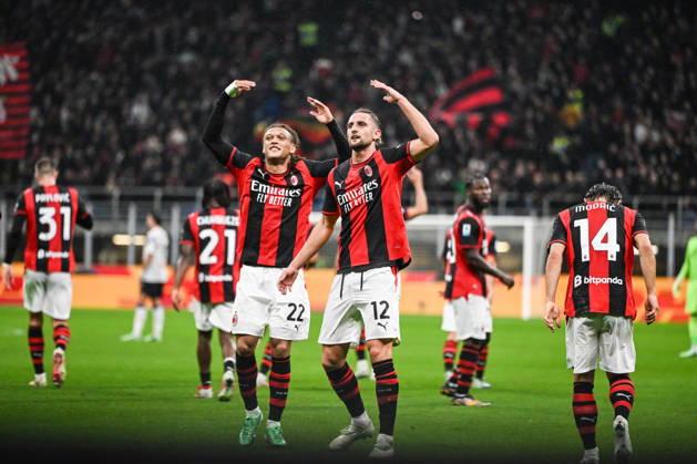 IPA89866802 - Adrien Rabiot of AC Milan celebrating after scoring a goal during the Italian Serie A soccer match between AC Milan and Atalanta BC on October 18, 2026, at the Giuseppe Meazza San Siro Stadium in Milan, Italy. Credit: Tiziano Ballabio  Copyright: xTizianoxBallabio IPAxSportx xx IPA89866802 IPA89866802