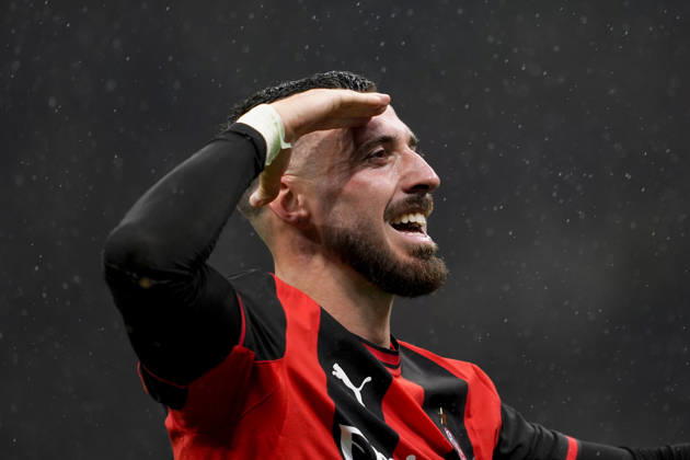 AC Milan s Mario Gila Ccelebrates after scoring 3-0 during the Serie A soccer match between AC Milan and Atalanta BC at the Giuseppe Meazza Stadium in Milan, Italy - October 18, 2026. - Soccer  Copyright: xFabioxFerrari LaPressex