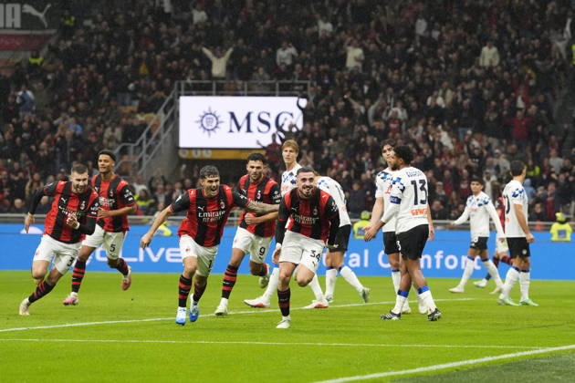 AC Milan s Mario Gila Ccelebrates after scoring 3-0 during the Serie A soccer match between AC Milan and Atalanta BC at the Giuseppe Meazza Stadium in Milan, Italy - October 18, 2026. - Soccer  Copyright: xFabioxFerrari LaPressex
