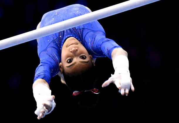 Netherlands Artistic Gymnastics World Championships Qualifiers 9267963 18.10.2026 Charleigh Bullock of the United States competes on the uneven bars during the women s qualification at the 2026 World Artistic Gymnastics Championships in Rotterdam, the Netherlands. Alexey Filippov Sputnik Rotterdam Netherlands  Copyright: xAlexeyxFilippovx