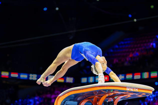 2026-10-18 Artistic Gymnastics World Championships 2026 - Day 2 ROTTERDAM, NETHERLANDS - OCTOBER 18: Claire Pease of United States competes during Day 2 of the Artistic Gymnastics World Championships 2026 at Rotterdam Ahoy on October 18, 2026 in Rotterdam, Netherlands. Rotterdam Rotterdam Ahoy Netherlands Content not available for redistribution in The Netherlands directly or indirectly through any third parties. Copyright: xMarcelxvanxPlateringenx