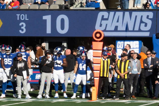 October 18, 2026, East Rutherford, New Jersey, USA: New York Giants running back CAM SKATTEBO (44) stands on the sideline in the 4th quarter as the New Orleans Saints defeat the New York Giants 34-27 at MetLife Stadium in East Rutherford, New Jersey on October 18, 2026. East Rutherford USA - ZUMAb148 20261018_zap_b148_003 Copyright: xBryanxSmithx