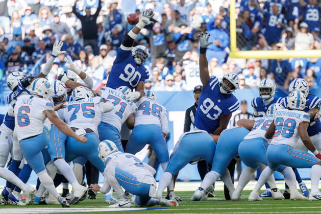 October 18, 2026, Indianapolis, Indiana, U.S: Tennessee Titans kicker Joey Slye (6) attempts a field goal during the game between the Tennessee Titans and the Indianapolis Colts at Lucas Oil Stadium, Indianapolis, Indiana. Indianapolis U.S - ZUMAs304 20261018_zaf_s304_067 Copyright: xScottxStuartx