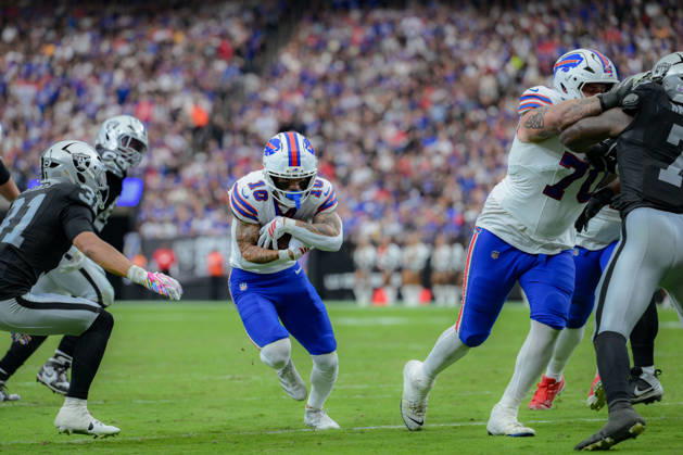 October 18, 2026, Las Vegas, Nevada, USA: SHAKIR 10 of Buffalo Bills on the offense during week 6 NFL, American Football Herren, USA game at the Allegiant stadium in Las Vegas The Buffalo Bills Defeated The Las Vegas Raiders 33-30  - ZUMAo117 20261018_zsp_o117_026 Copyright: xMikaelxOnax