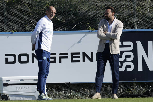 training session SSC Napoli Napoli™s Italian coach Massimiliano Allegri and director Giovanni manna during of the UEFA Champions League group stage matchday 3 fixture between SSC Napoli and Bodo Glimt at the SSC Napoli training centre in Castelvoturno, Caserta, on 19, October, 2026. _BPH9511 Copyright: xAntonioxBalascox