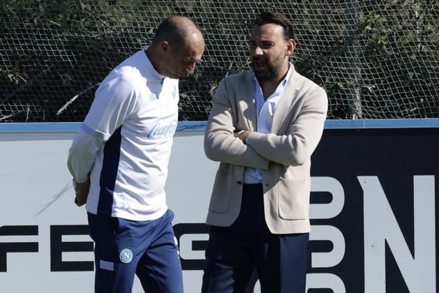 training session SSC Napoli Napoli™s Italian coach Massimiliano Allegri and director Giovanni manna during of the UEFA Champions League group stage matchday 3 fixture between SSC Napoli and Bodo Glimt at the SSC Napoli training centre in Castelvoturno, Caserta, on 19, October, 2026. _BPH9529 Copyright: xAntonioxBalascox