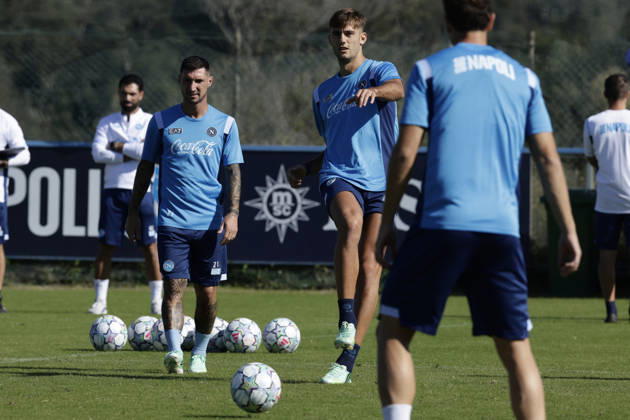 training session SSC Napoli Napoli s Italian forward Lorenzo Lucca during of the UEFA Champions League group stage matchday 3 fixture between SSC Napoli and Bodo Glimt at the SSC Napoli training centre in Castelvoturno, Caserta, on 19, October, 2026. _BPH9885 Copyright: xAntonioxBalascox