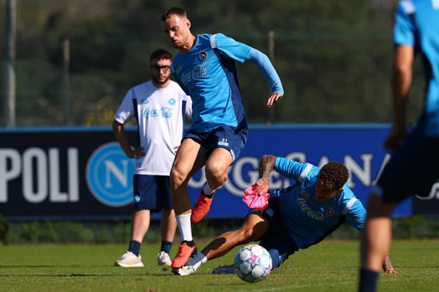 Napoli’s Sam Beukema, Napoli’s Giovanni Di Lorenzo During training at the SSC Napoli sports center, Champions League Napoli - Bodo Glimt Castel Volturno (CE) on October 19 , 2026  Copyright: xAlessandroxGarofalo LaPressex