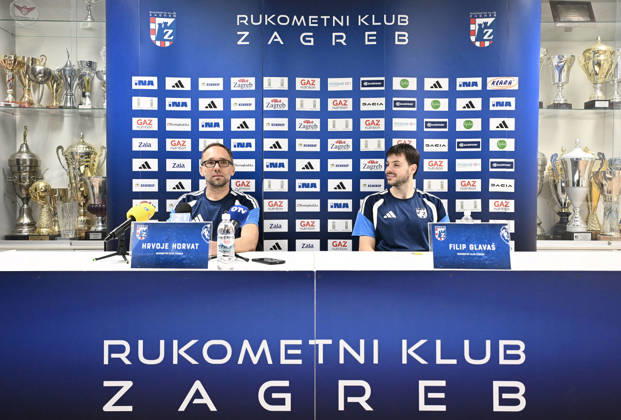 EHF Champions League: press conference, PK, Pressekonferenz of HC ZAgreb Head coach Hrvoje Horvat and Filip Glavas of HC Zagreb speak on a press conference on October 19, 2026 in Zagreb, Croatia ahead of the EHF Champions League match between HC Zagreb and PSG. MarkoxLukunic PIXSELL