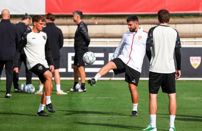 19.10.2026, Stuttgart, Fußball UEFA Champions League, Saison 2026-2027, VfB Stuttgart Training, Grischa Prömel, Deniz Undav